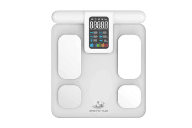 Eine weißeKörperanalysewaage mit Griff und farbigem Display. Ideal als Ergänzung zu Eisbädern, Kältetherapie und Outdoor-Kälteanwendungen.
#farbe_weiss