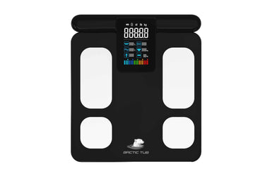 Eine schwarze Körperanalysewaage mit Griff und farbigem Display. Ideal als Ergänzung zu Eisbädern, Kältetherapie und Outdoor-Kälteanwendungen.
#farbe_schwarz