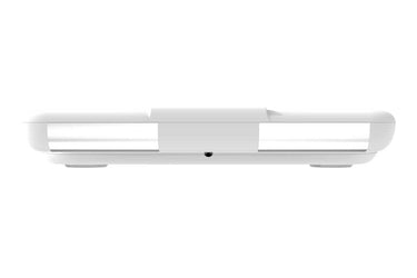 Frontal Ansicht eines flachen, weißen Körperanalysegeräts auf weißem Hintergrund – ideal zur Unterstützung von Eisbädern, Kältetherapie und Outdoor-Kälteanwendungen.