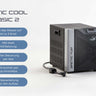 Arctic Cool Basic 2 Eisbad Kuehlgeraet in Schwarz - 1.130W Kuehlleistung, Frontansicht mit Bedienfeld und WLAN-Steuerung