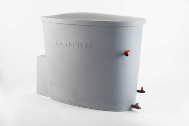 Arctic Tub Polar Bear Eisbadewanne helle Steinoptik mit isolierendem Deckel, Trittstufe und drei Absperrhaehnen #farbe_steinoptik-hell